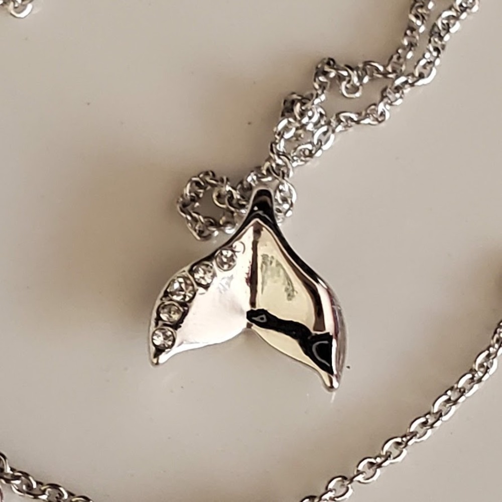Spartina 449 Sea La Vie Necklace Mermaid Tail Silver Plated Crystal Accents - Picture 5 of 6